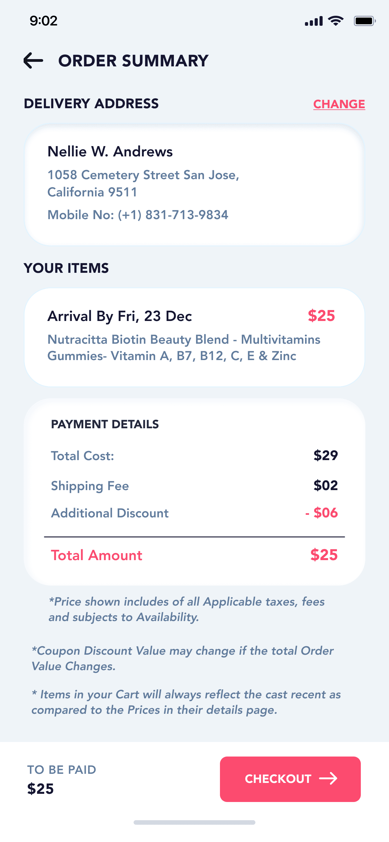 Screens 44 Order Summary